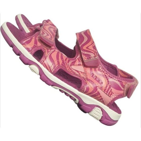 Eddie Bauer Girls Sandals Sz 2 Pink Jordan River Waves Adjustable Strappy Sporty - Picture 2 of 7